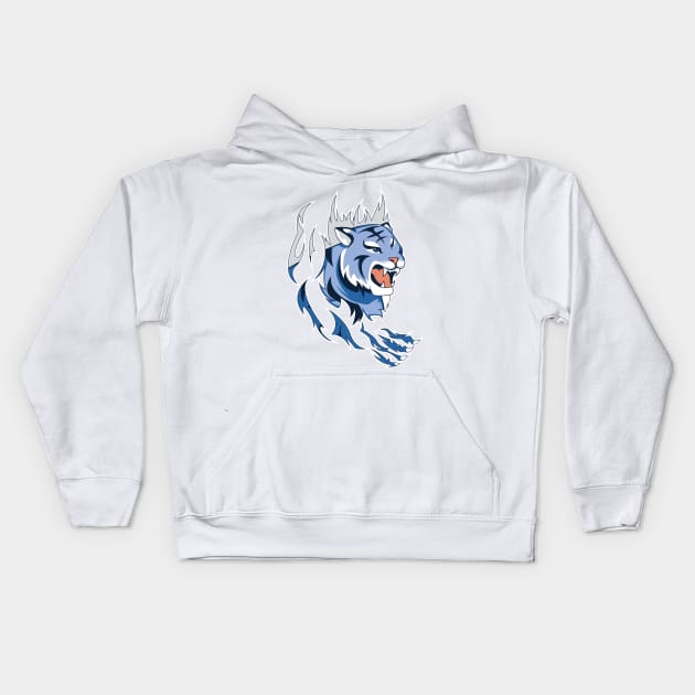 blue tiger Kids Hoodie by setia01one